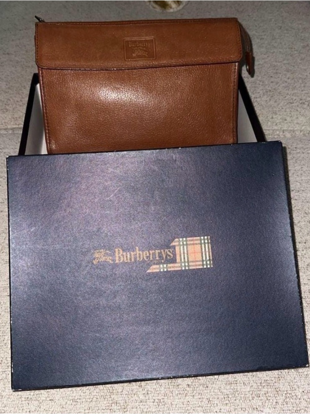 Vintage authentic Burberrys Tan Brown Leather Clutch Wristlet - Picture 2 of 11